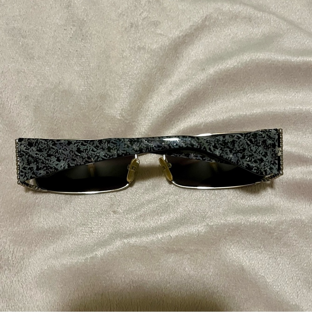 St.John gray black sunglasses with silver braided hardware - Picture 6 of 16